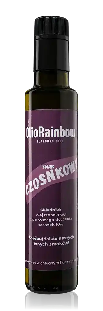 Butelka 250 ml oleju czosnkowego OlioRainbow - naturalny olej smakowy z czosnku