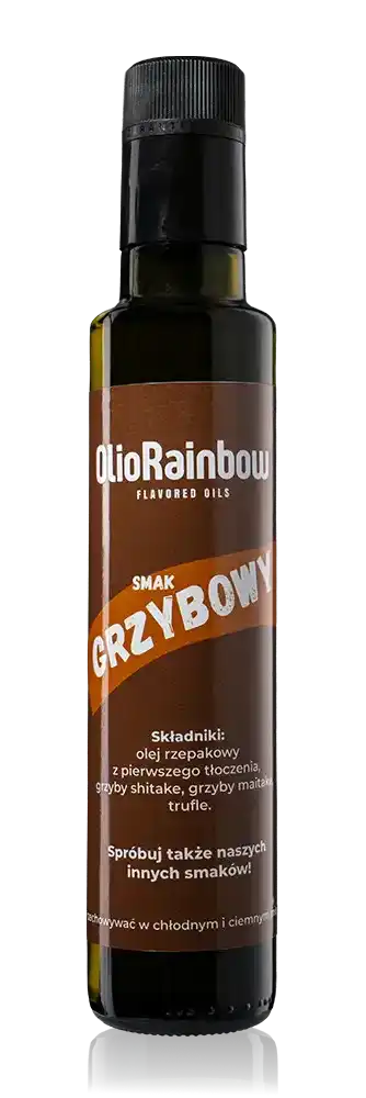 Butelka 250 ml oleju grzybowego OlioRainbow - naturalny olej smakowy z grzybów