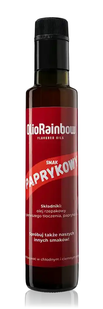 Butelka 250 ml oleju paprykowego OlioRainbow - naturalny olej smakowy z wędzonej papryki